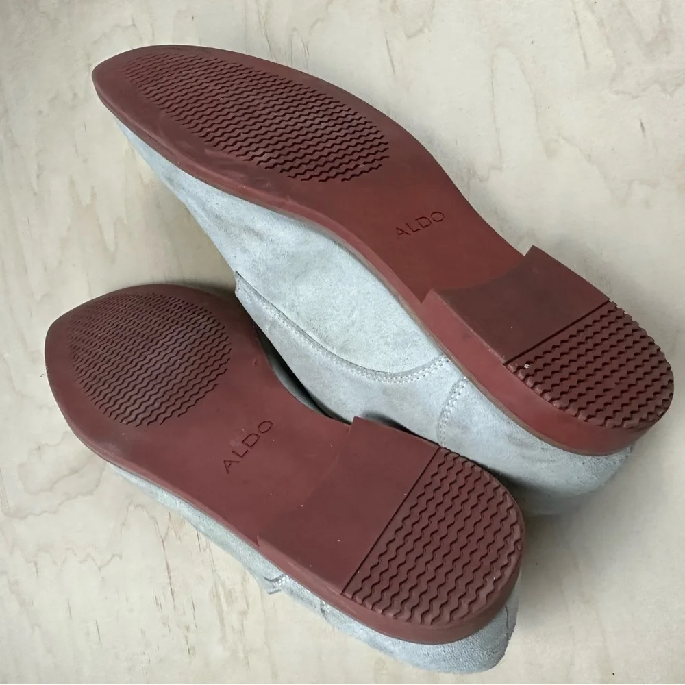 ALDO Light Gray Suede Shoes with Blue Laces